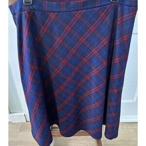 Cricket‎ Lane Blue Plaid Flowy  Skirt Womens USA VTG Elastic Waist
